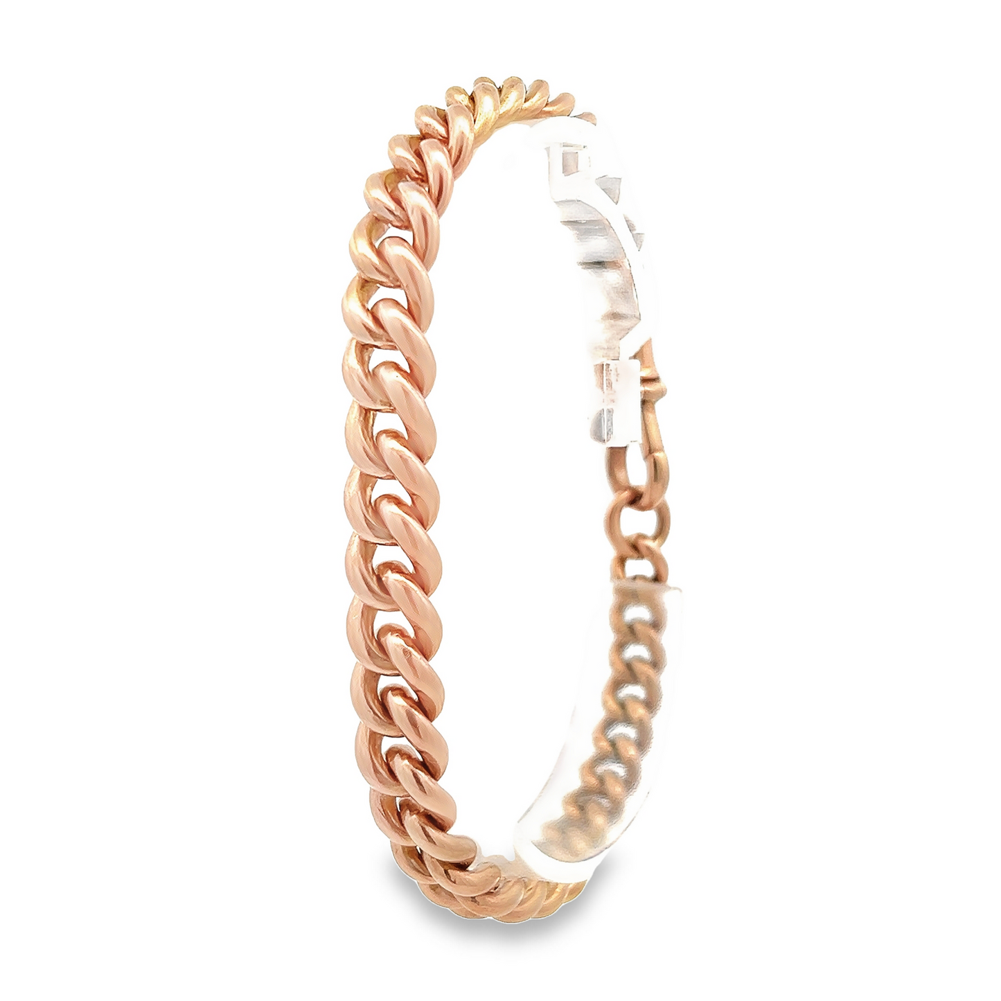 Antique Victorian 9ct Rose Gold Graduated Curb Bracelet with Dog Clip Clasp