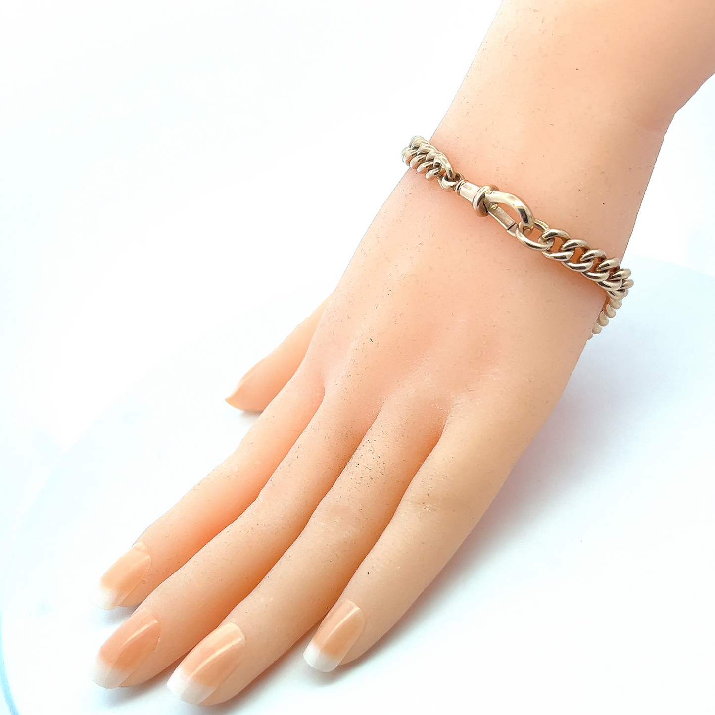 Antique Victorian 9ct Rose Gold Graduated Curb Bracelet with Dog Clip Clasp