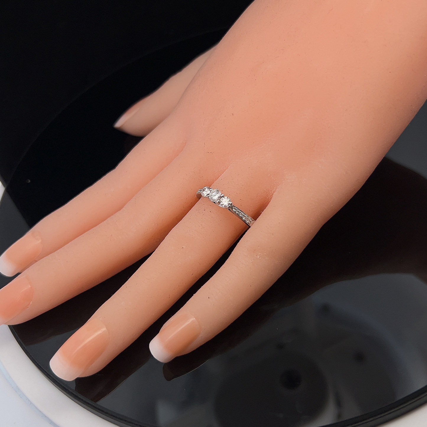 Natural Diamond Trilogy 18ct White Gold Ring with Diamond Shoulders