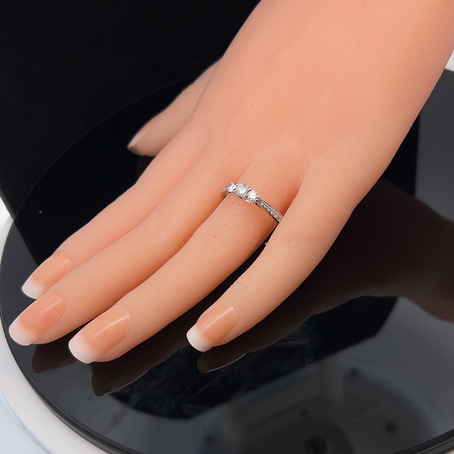 Natural Diamond Trilogy 18ct White Gold Ring with Diamond Shoulders