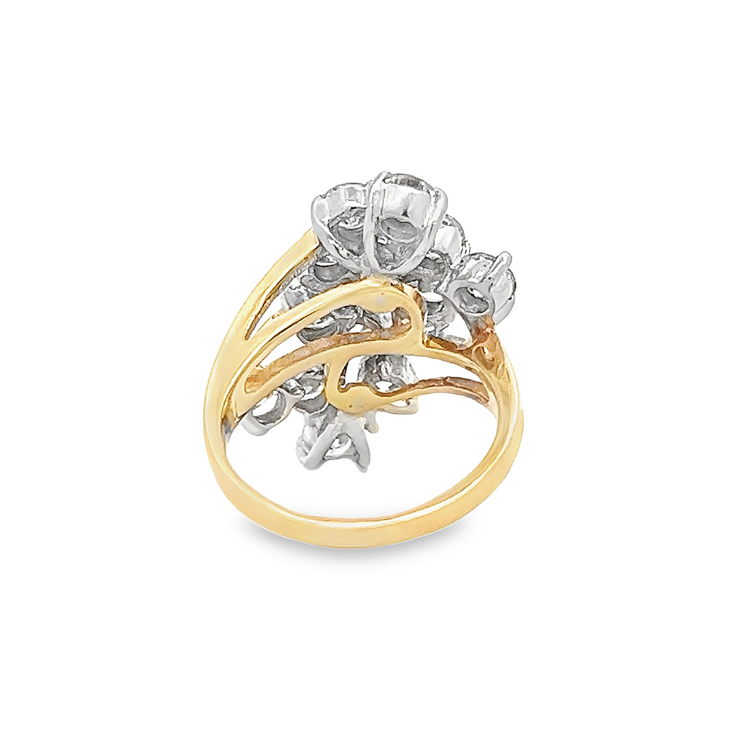 Vintage Diamond Cluster Two Tone 14ct Gold Cocktail Ring