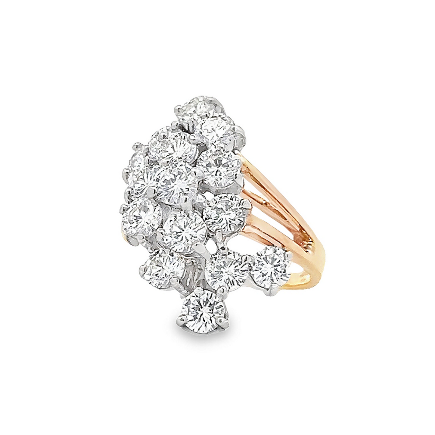 Vintage Diamond Cluster Two Tone 14ct Gold Cocktail Ring