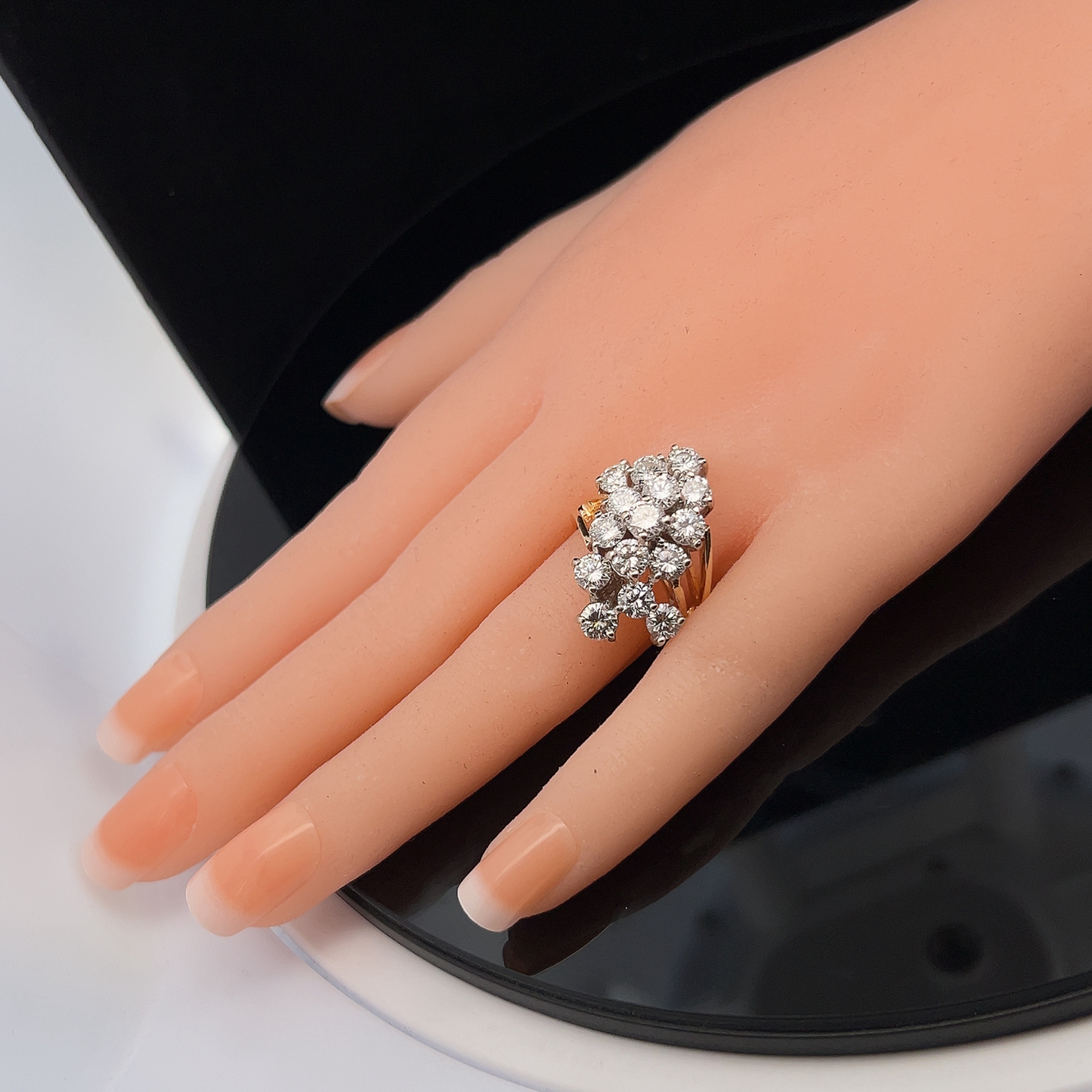 Vintage Diamond Cluster Two Tone 14ct Gold Cocktail Ring