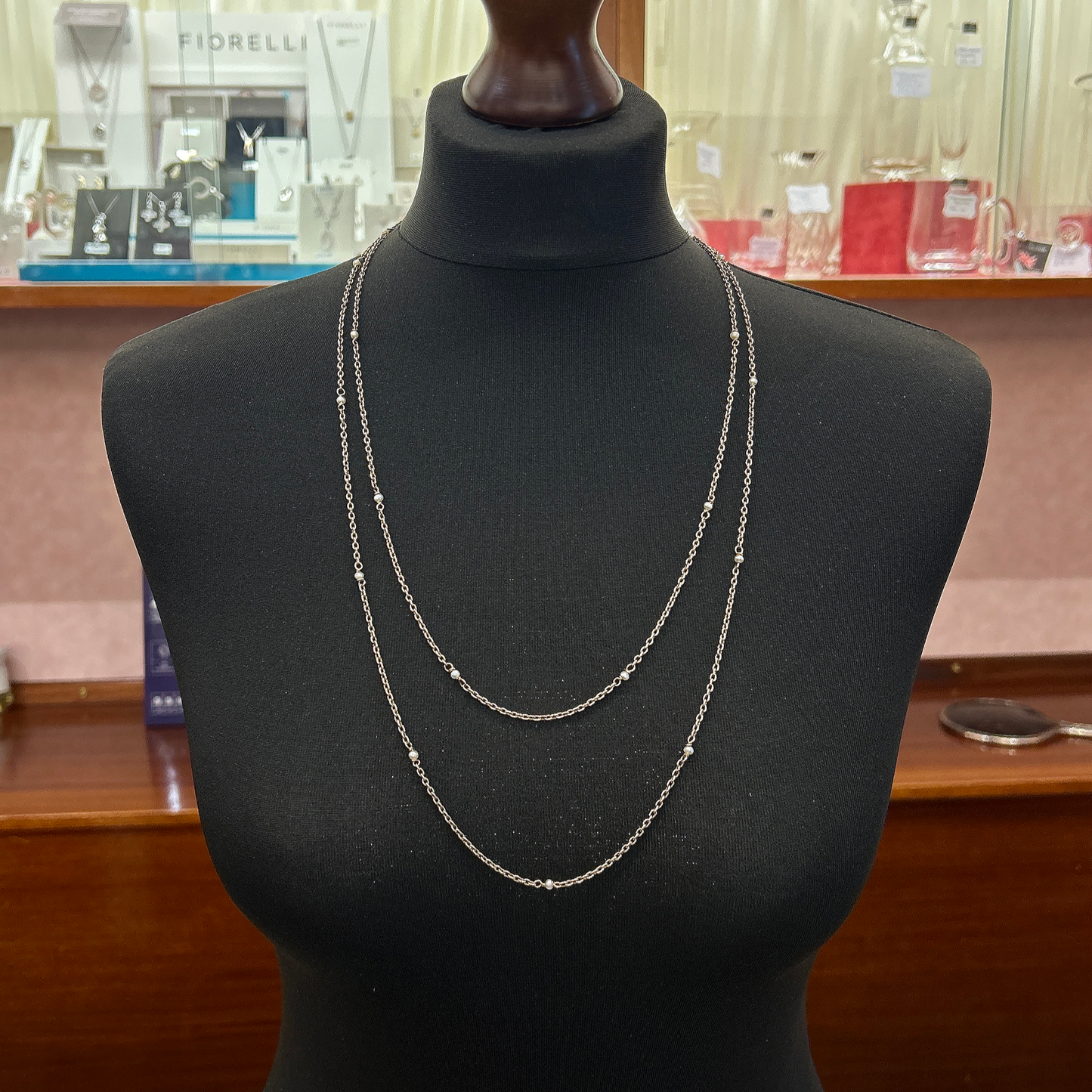 Antique Edwardian 9ct Rose Gold and Natural Pearl Trace Link Guard Chain