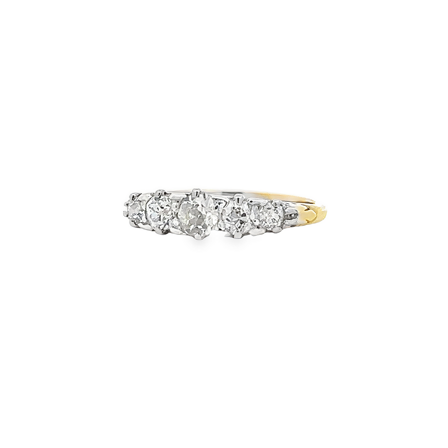 Antique Victorian Carved 5 Stone Old European Cut Diamond 18ct Gold Ring