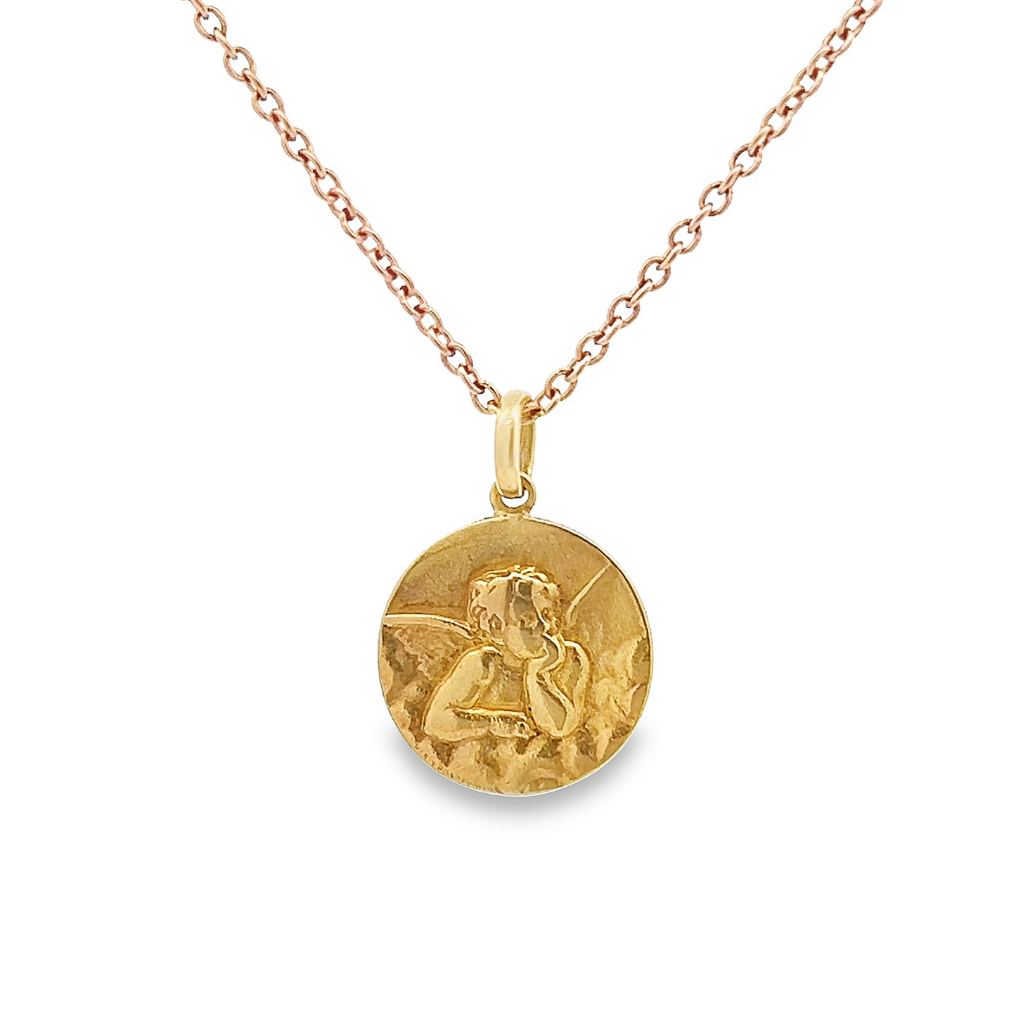 Antique French 18ct Gold Cherub Baptism Medallion / Pendant Signed by Penin Poncet