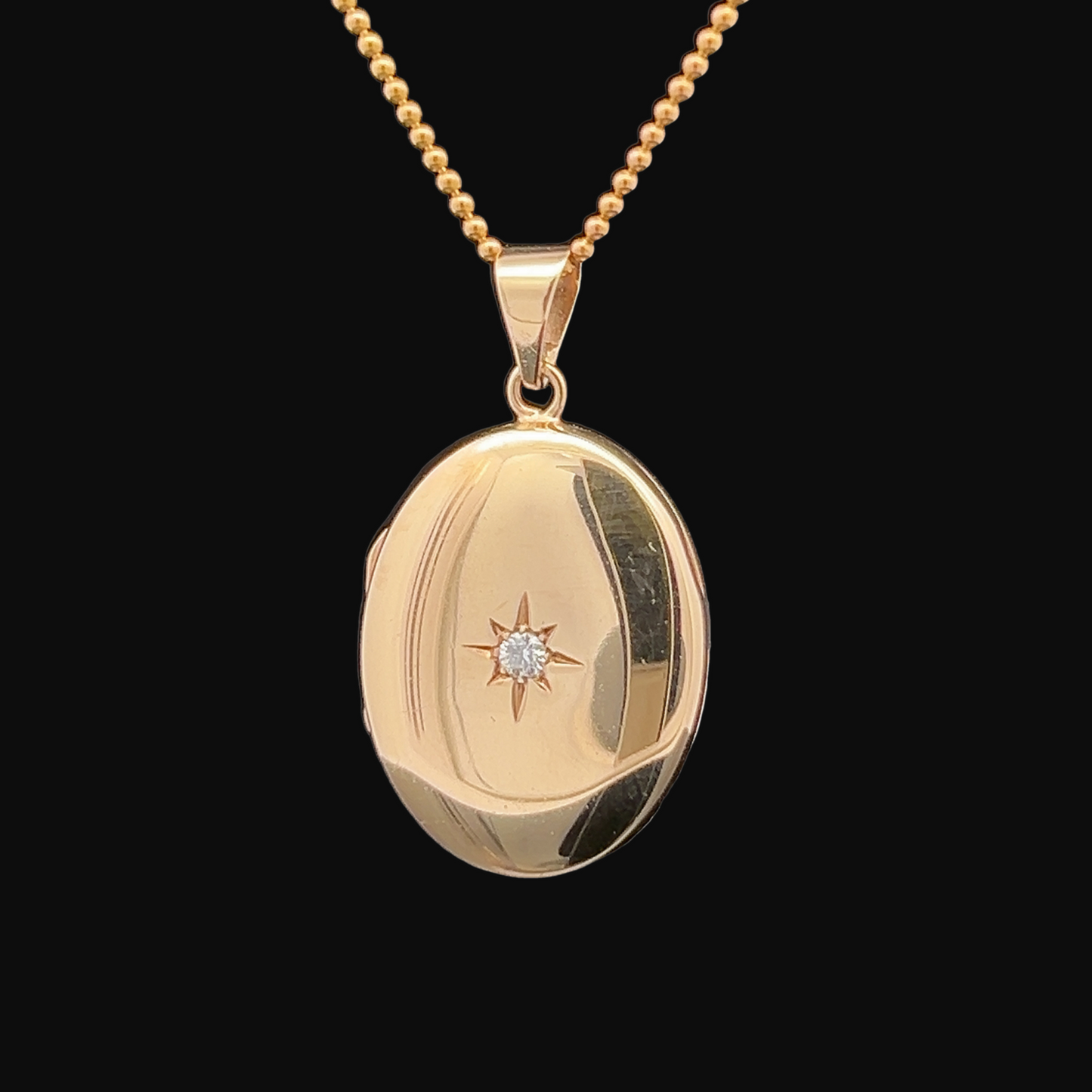 Vintage Diamond Set 9ct Gold Oval Locket By Charles Green & Sons