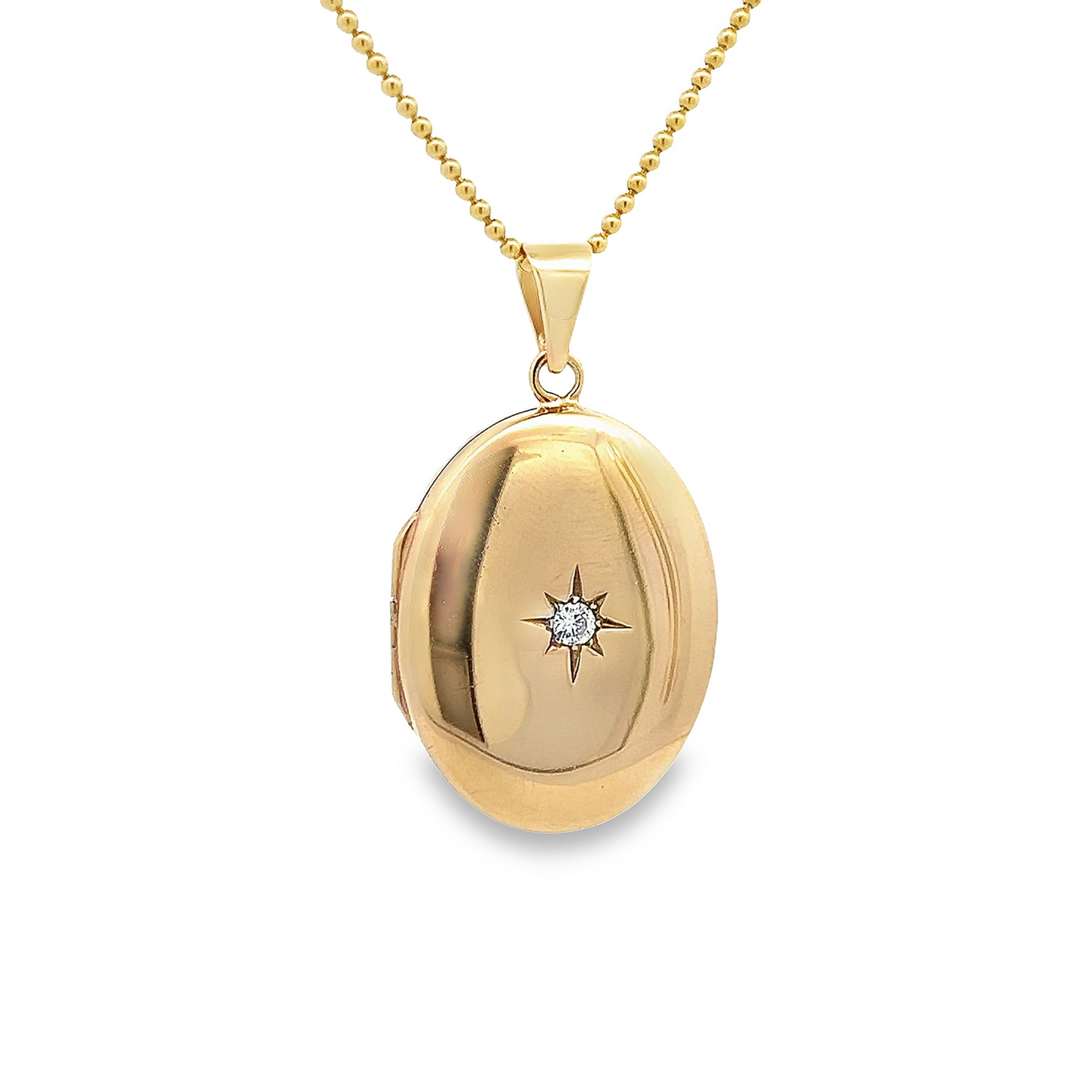 Vintage Diamond Set 9ct Gold Oval Locket By Charles Green & Sons