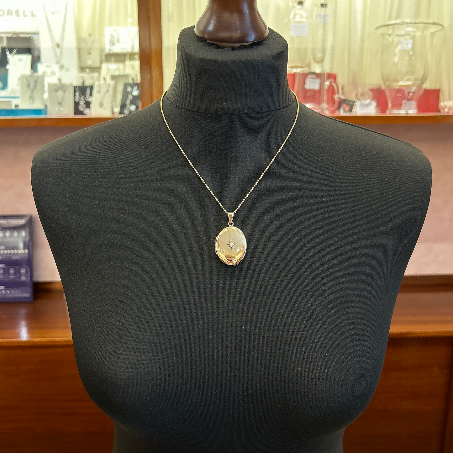 Vintage Diamond Set 9ct Gold Oval Locket By Charles Green & Sons