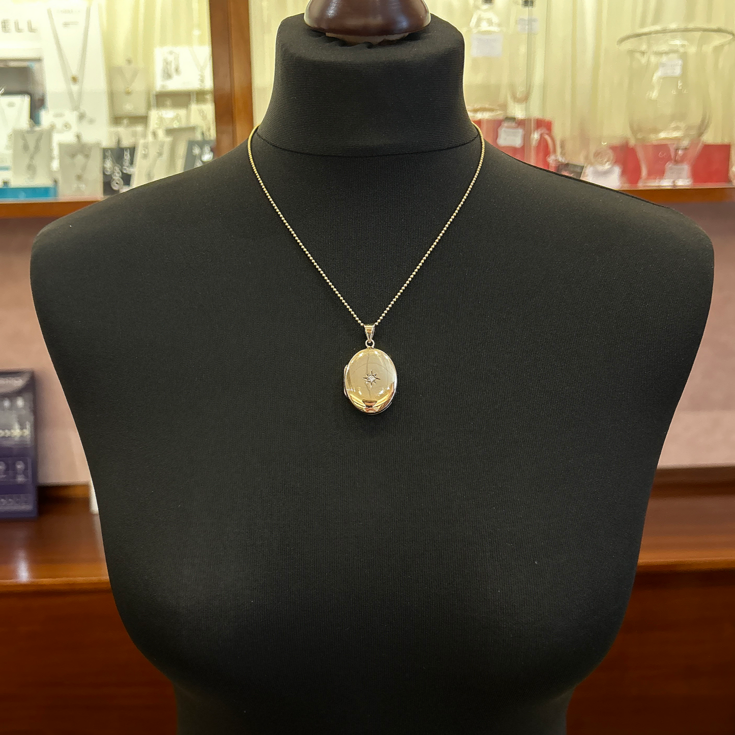 Vintage Diamond Set 9ct Gold Oval Locket By Charles Green & Sons