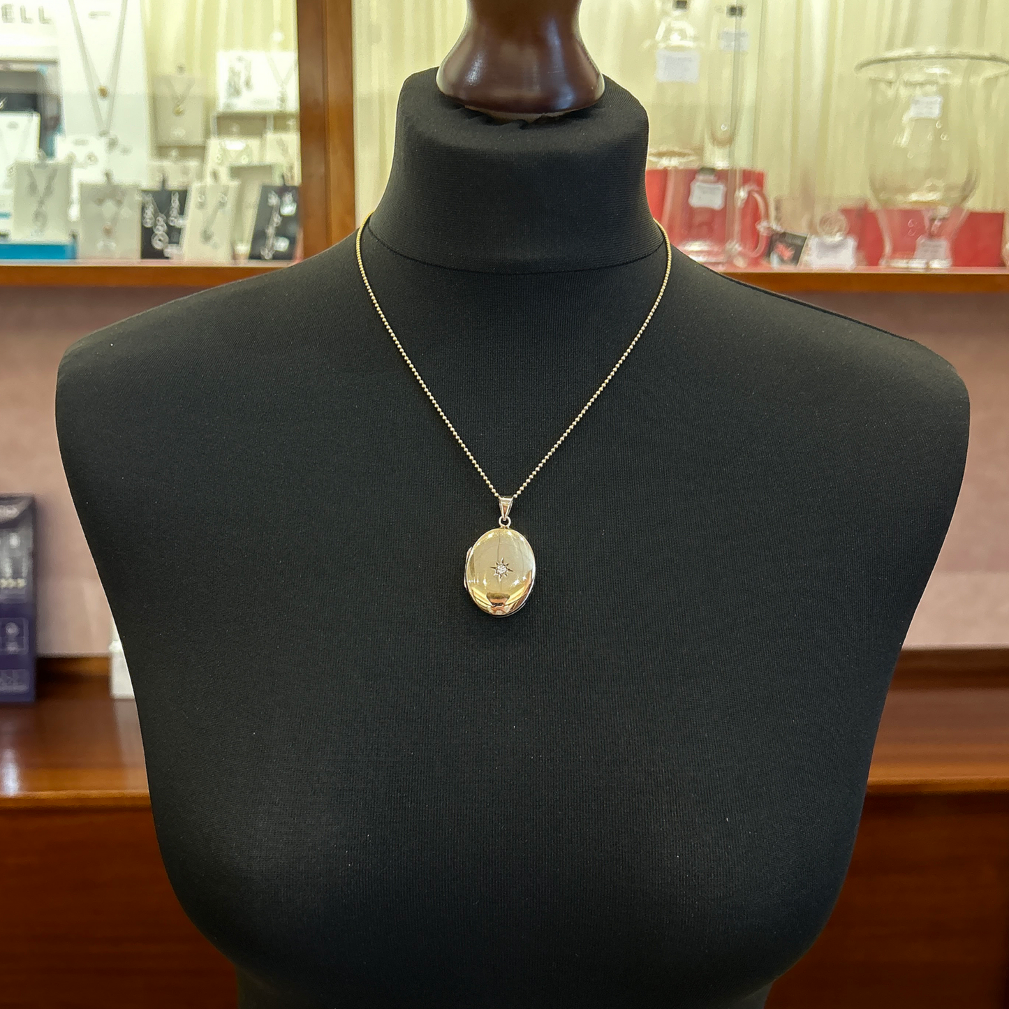 Vintage Diamond Set 9ct Gold Oval Locket By Charles Green & Sons