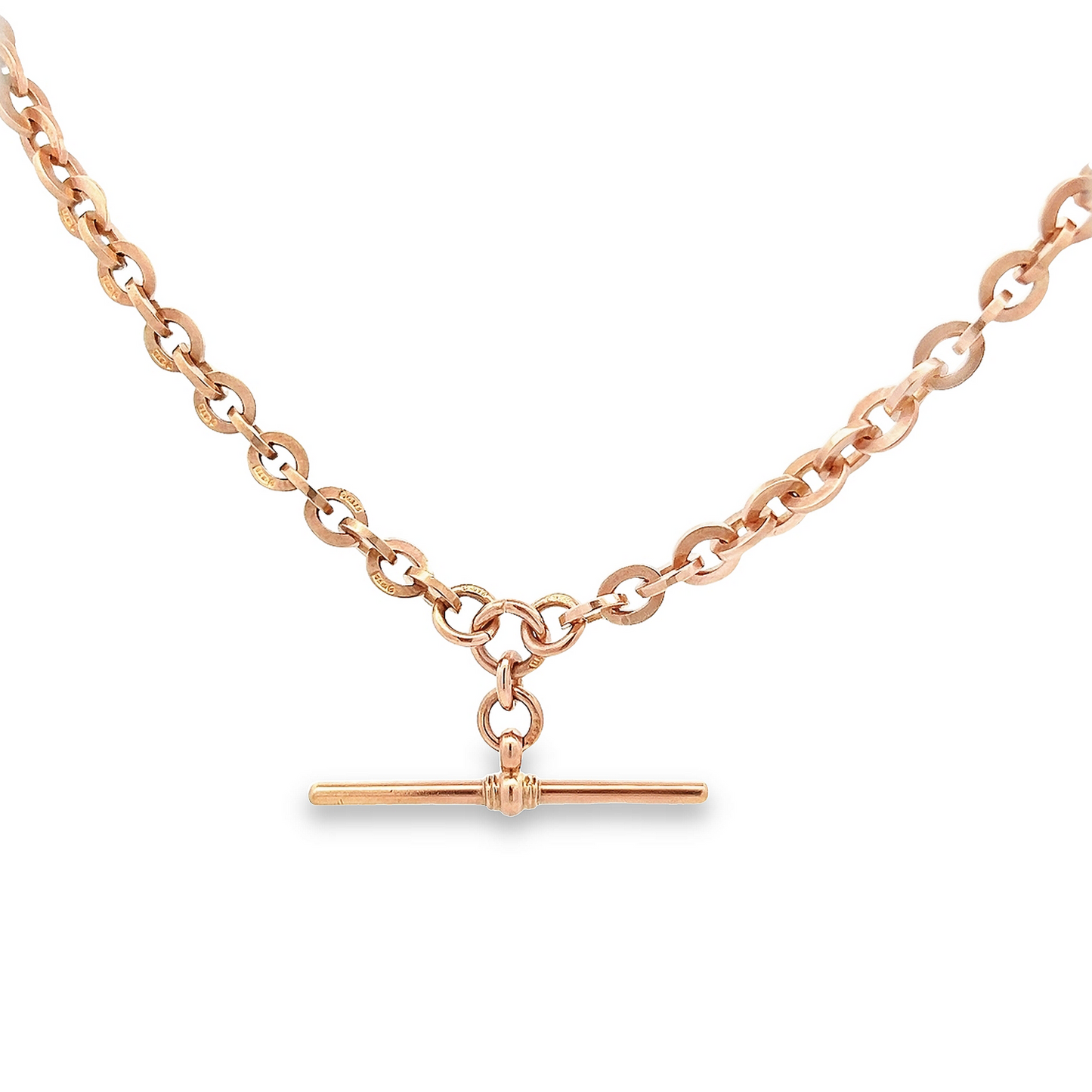 Antique Edwardian 9ct Rose Gold Albert Watch Chain with T-Bar