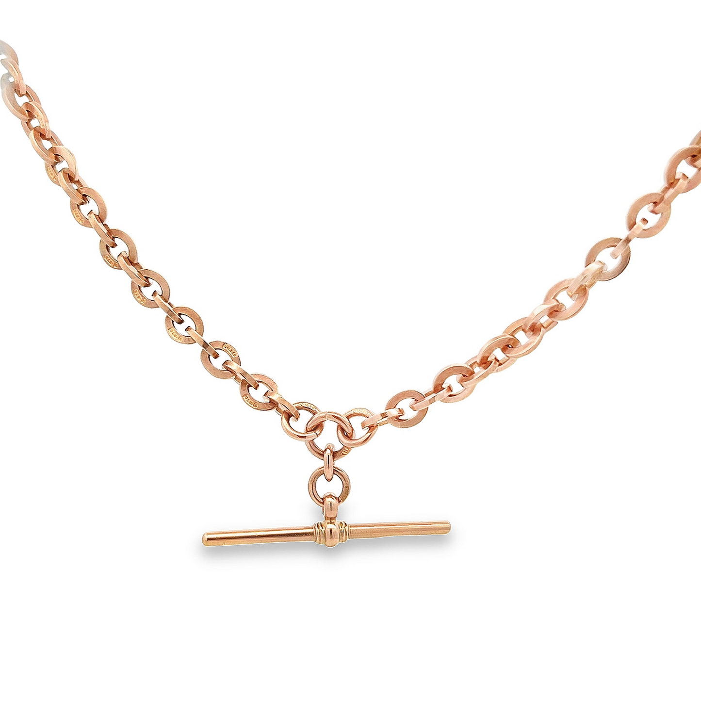 Antique Edwardian 9ct Rose Gold Albert Watch Chain with T-Bar