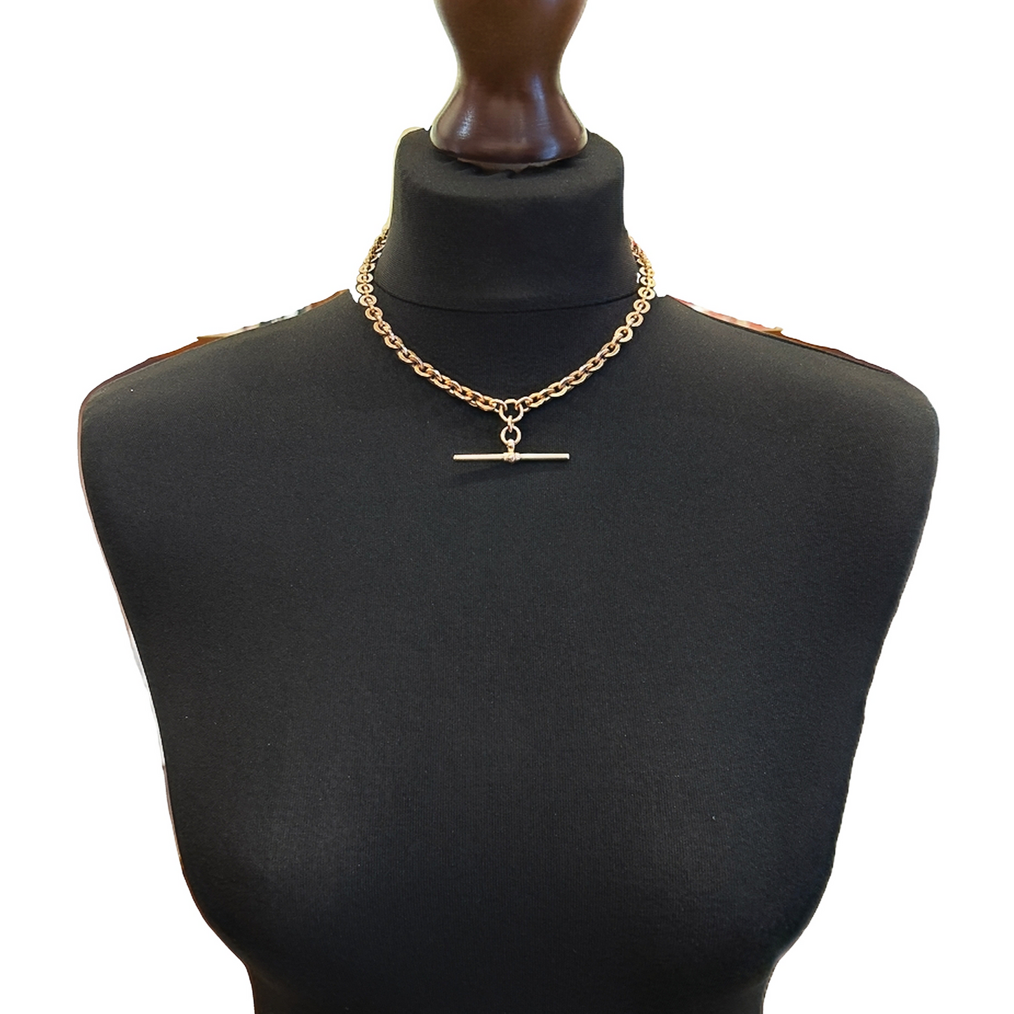 Antique Edwardian 9ct Rose Gold Albert Watch Chain with T-Bar