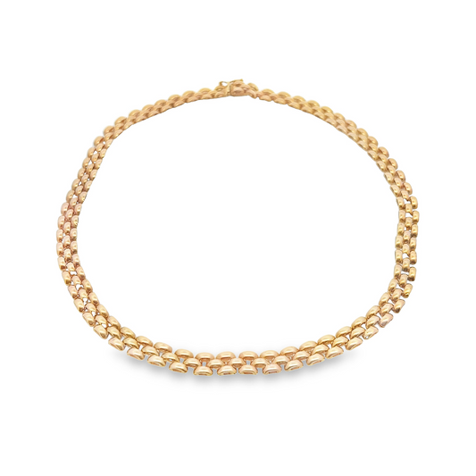 Vintage 9ct Gold Panthere Link Collar Necklace