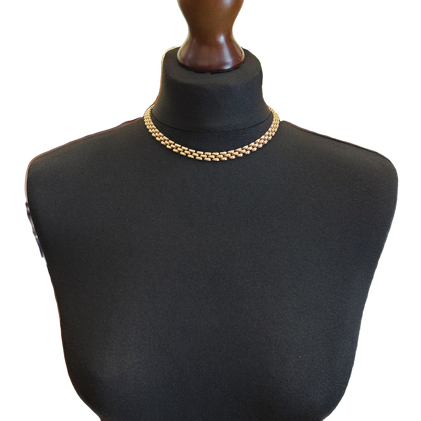 Vintage 9ct Gold Panthere Link Collar Necklace