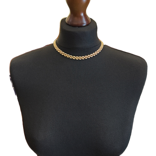 Vintage 9ct Gold Panthere Link Collar Necklace