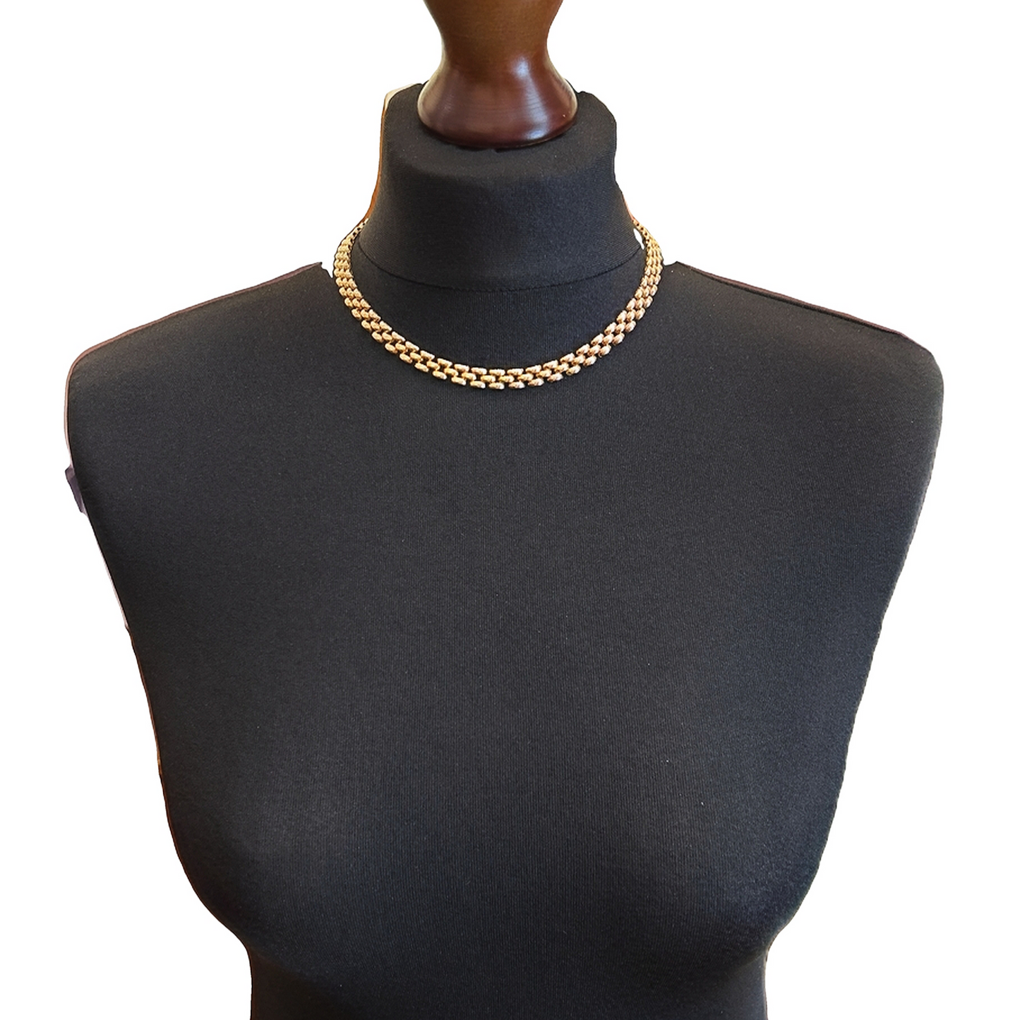 Vintage 9ct Gold Panthere Link Collar Necklace
