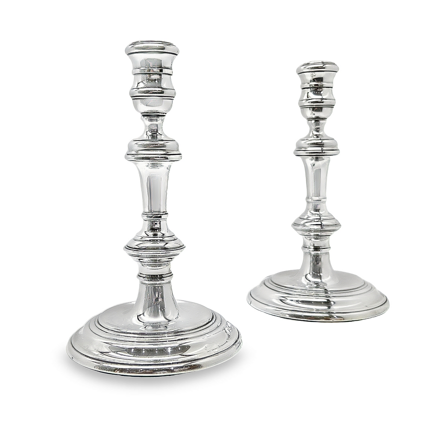 Vintage George I Style Fluted Sterling Silver Candlestick Holders Manufactured by Richard Comyns