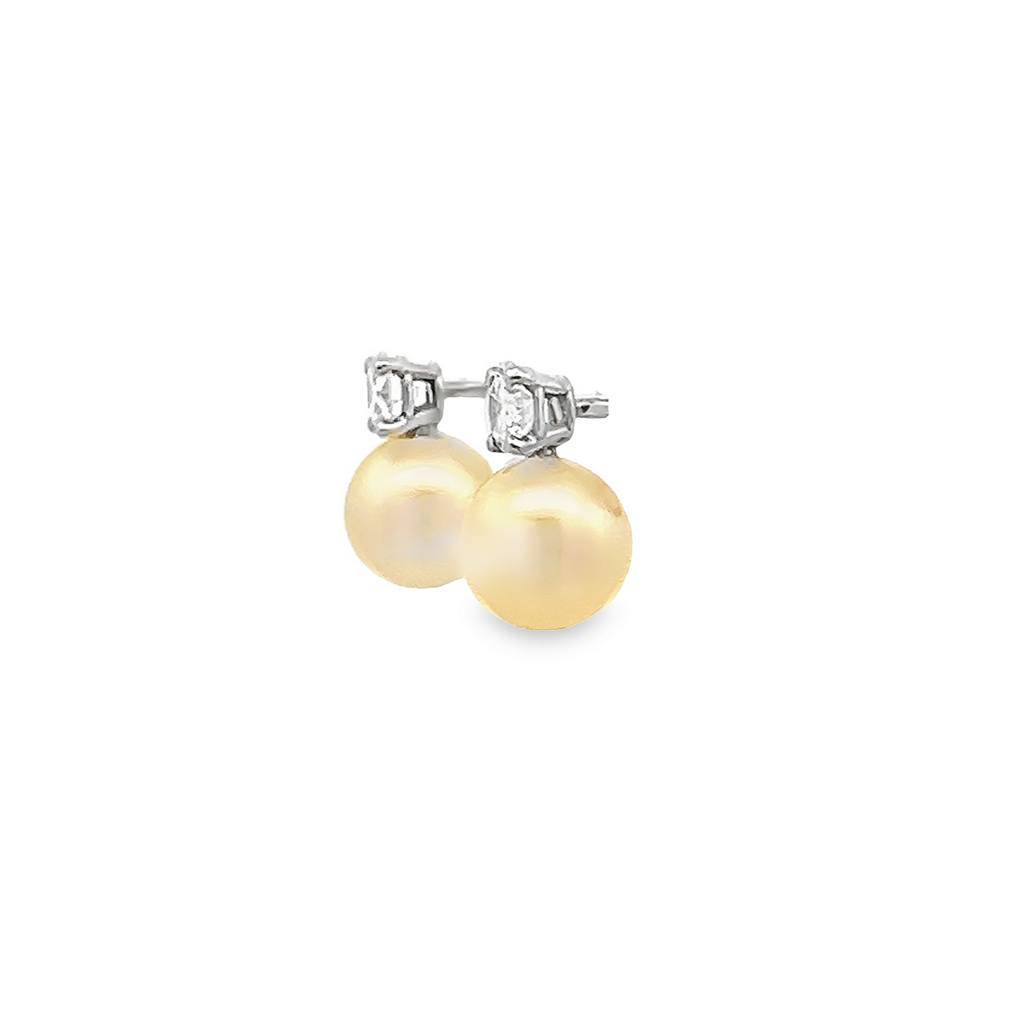 Vintage Diamond and 7.5mm Cultured Pearl 18ct White Gold Stud Earrings