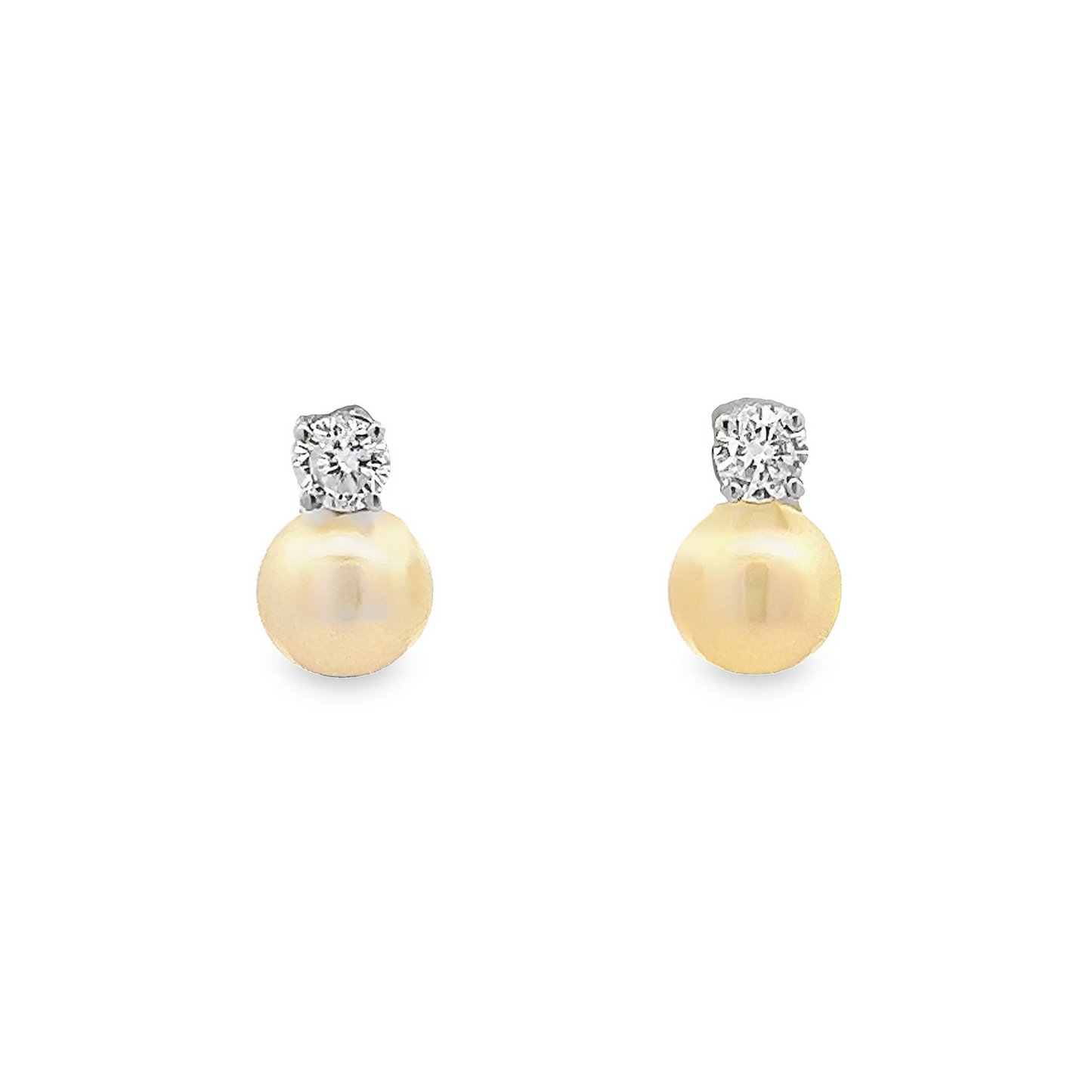 Vintage Diamond and 7.5mm Cultured Pearl 18ct White Gold Stud Earrings