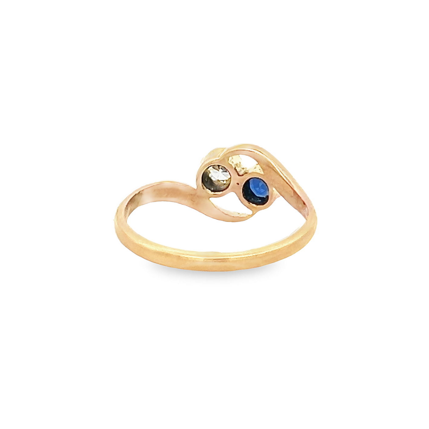 Antique Art Nouveau Sapphire and Diamond 18ct Gold 'Toi et Moi' Crossover Ring