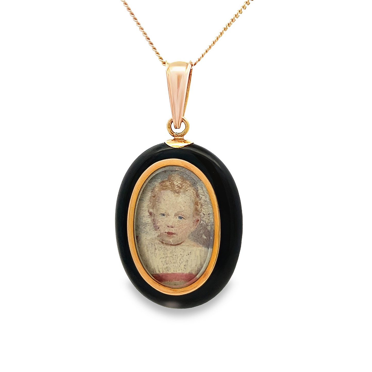 Antique Victorian Onyx and Seed Pearl 18ct Gold Oval Mourning Pendant with Locket Back