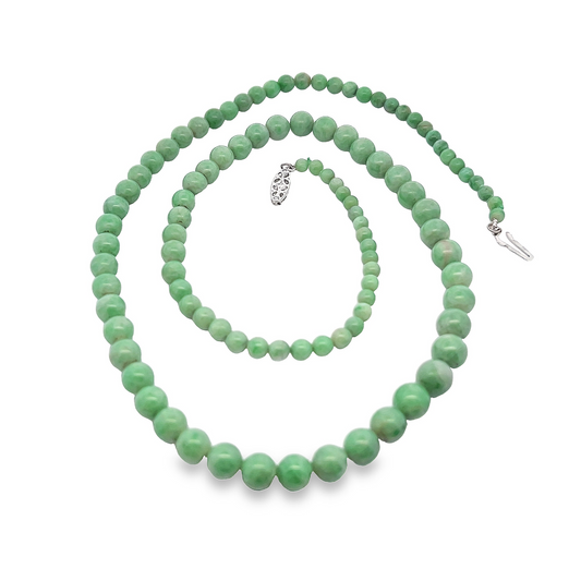 Antique Art Deco Jade Necklace with Diamond Set 18ct White Gold Clasp