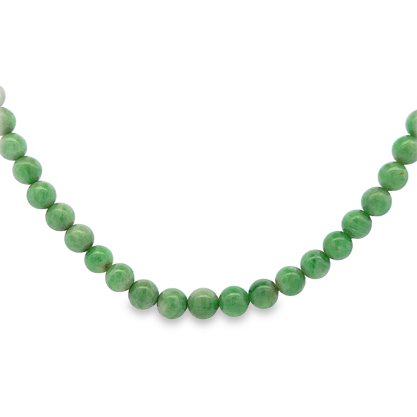 Antique Art Deco Jade Necklace with Diamond Set 18ct White Gold Clasp