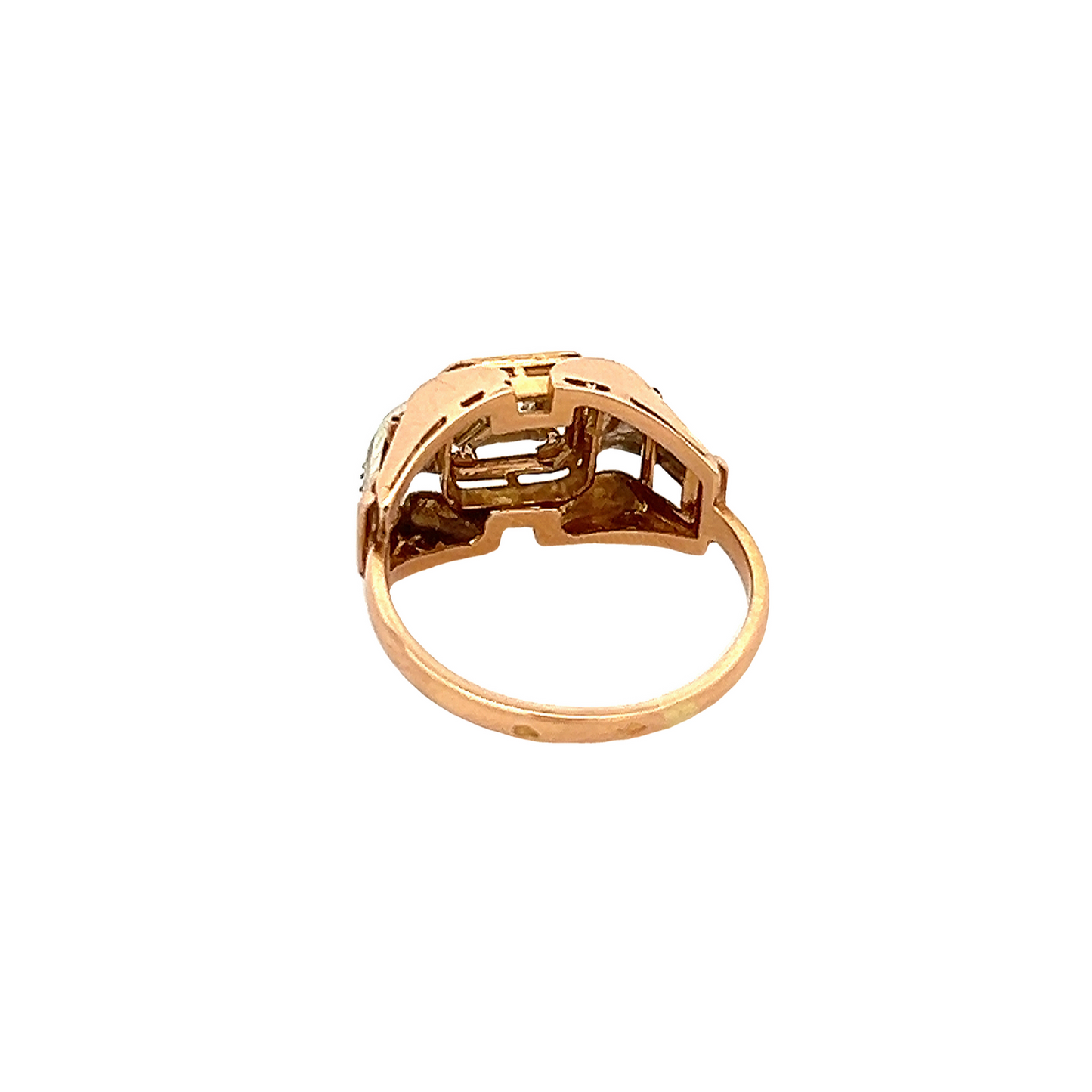 Vintage 1950's Art Deco 'Odeonesque' 18ct Gold Cocktail Ring Manufactured by Charles Garnier