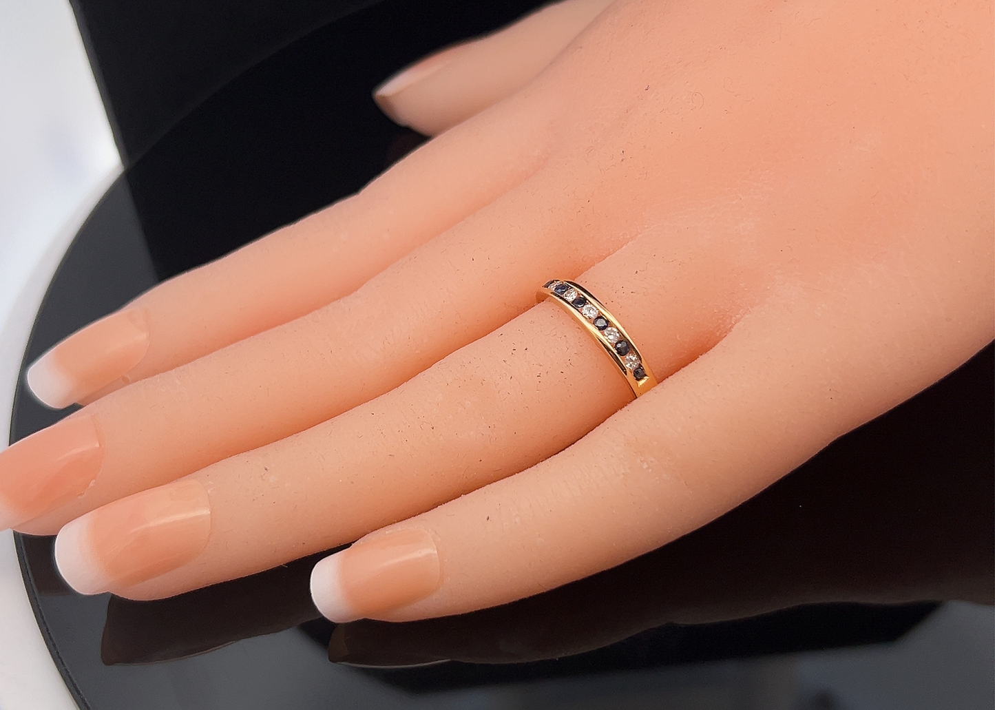 Vintage Diamond and Sapphire 18ct Gold Half Eternity Ring