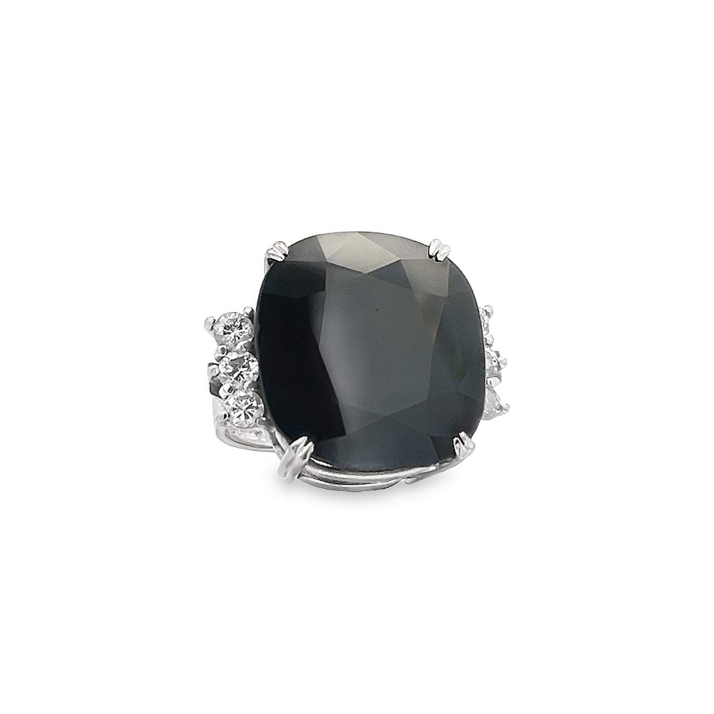 Vintage Natural Sapphire & Diamond 18ct White Gold Cluster Cocktail Ring