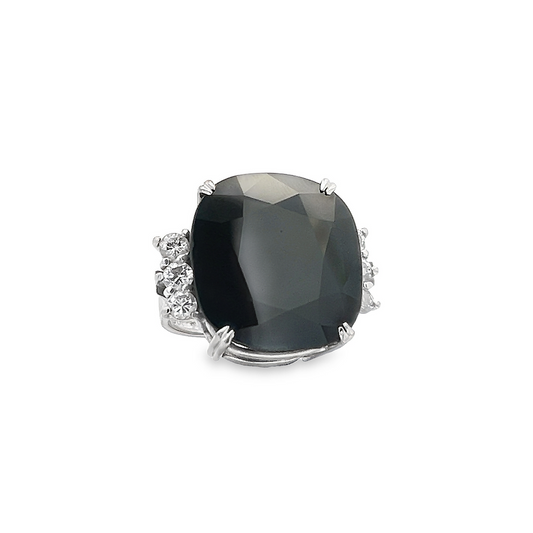 Vintage Natural Sapphire & Diamond 18ct White Gold Cluster Cocktail Ring