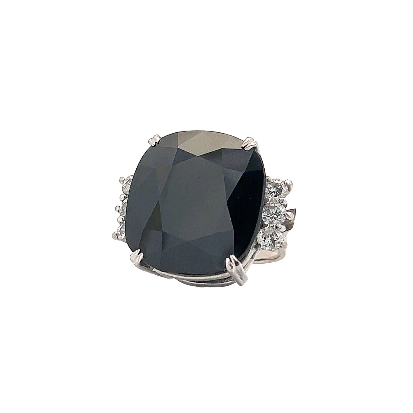 Vintage Natural Sapphire & Diamond 18ct White Gold Cluster Cocktail Ring