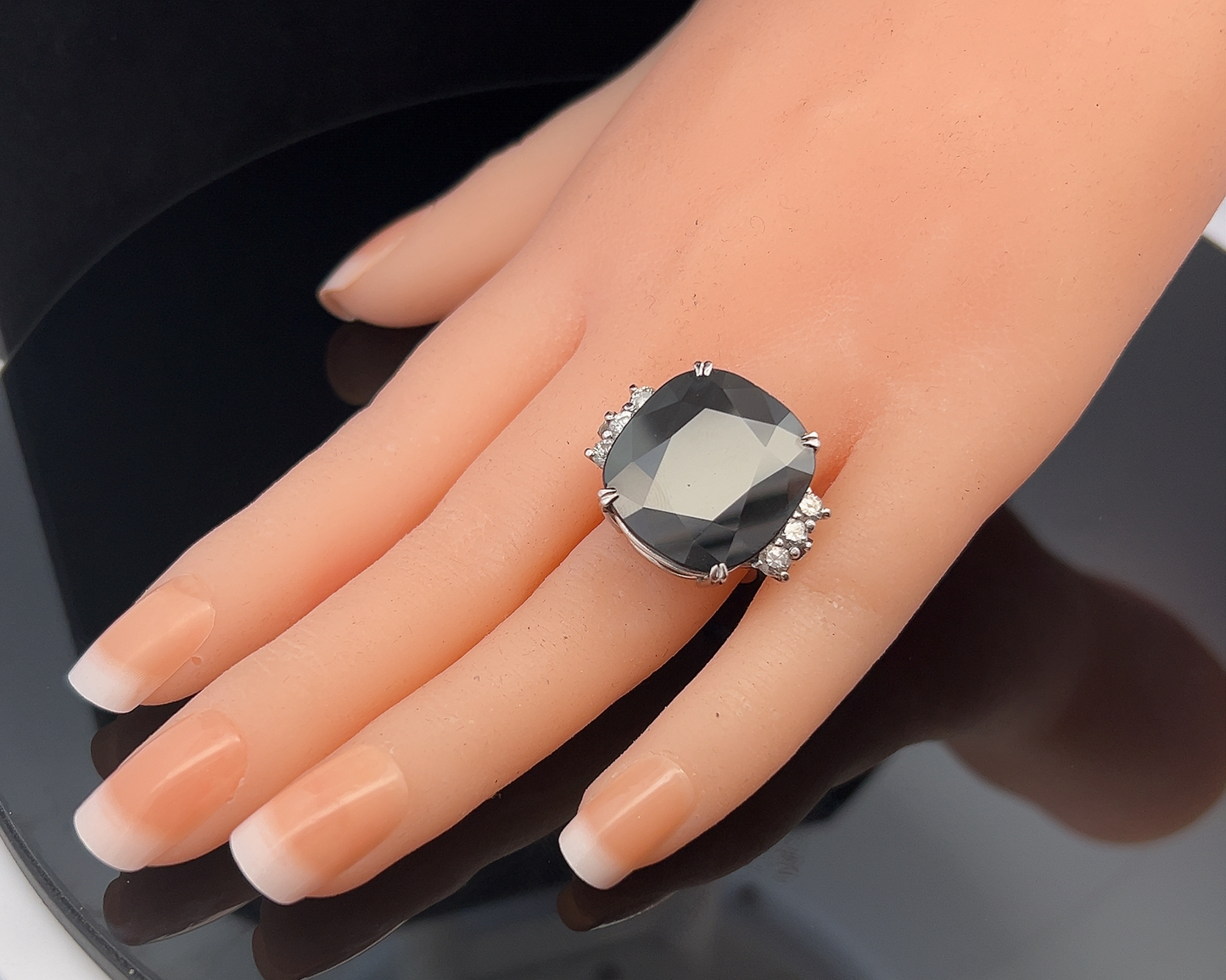 Vintage Natural Sapphire & Diamond 18ct White Gold Cluster Cocktail Ring