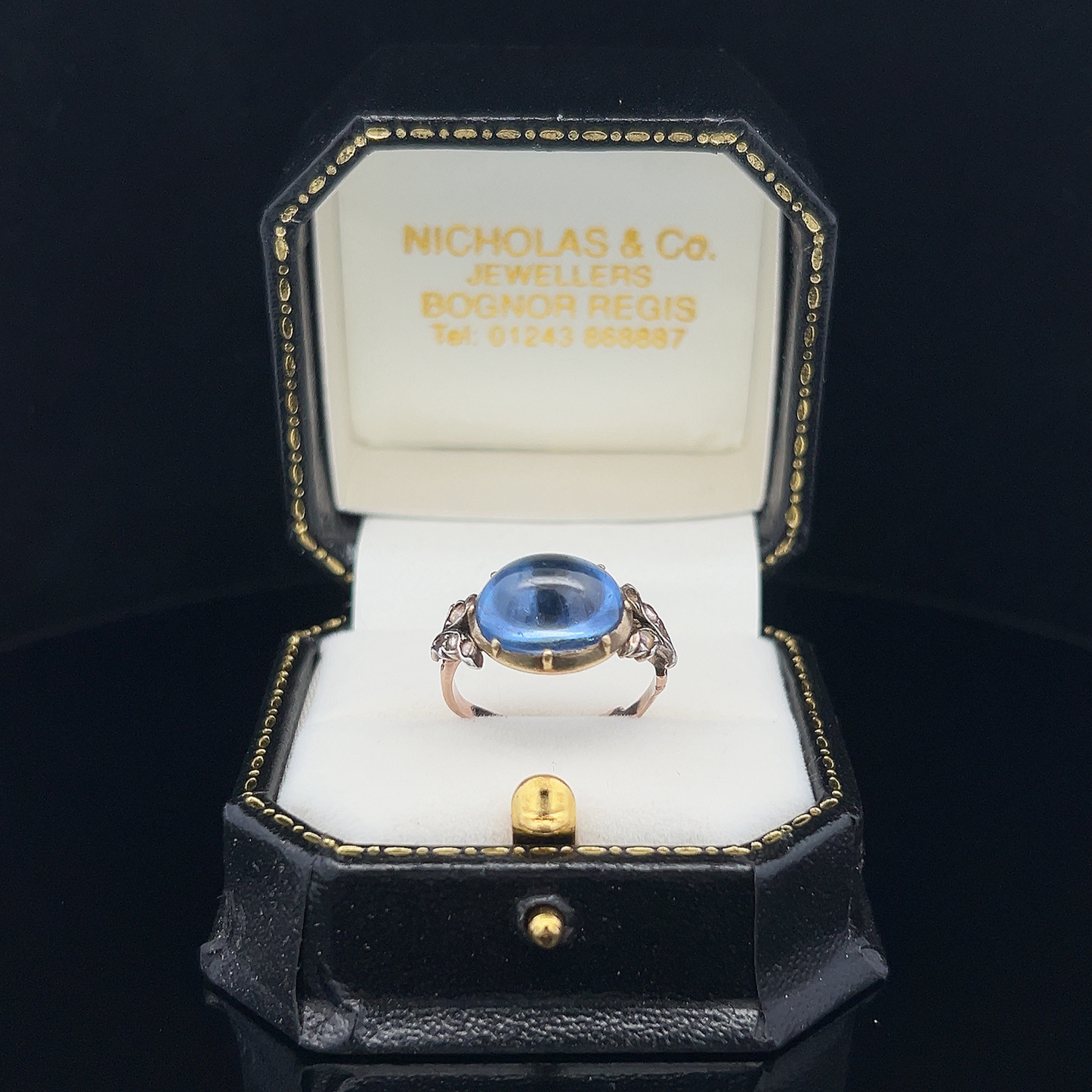 Antique Georgian Untreated Ceylon Sapphire and Diamond Ring. Gold and Silver Set