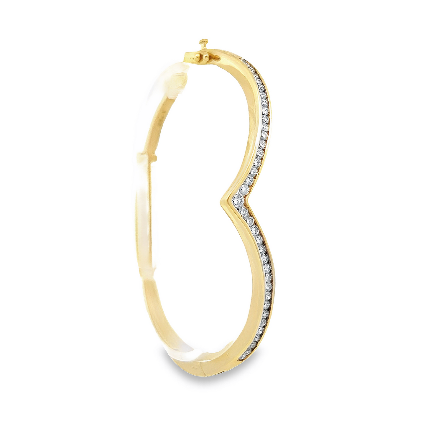 Vintage Diamond Set 9ct Gold Wishbone Bangle