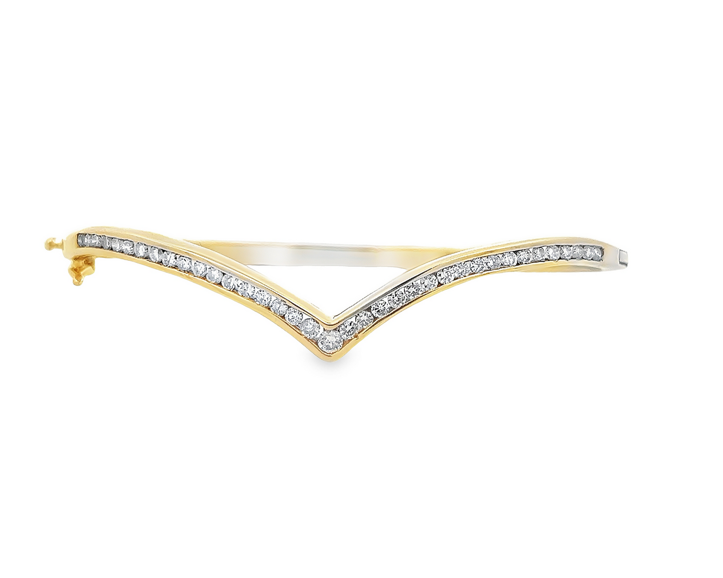 Vintage Diamond Set 9ct Gold Wishbone Bangle