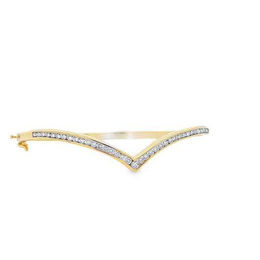Vintage Diamond Set 9ct Gold Wishbone Bangle