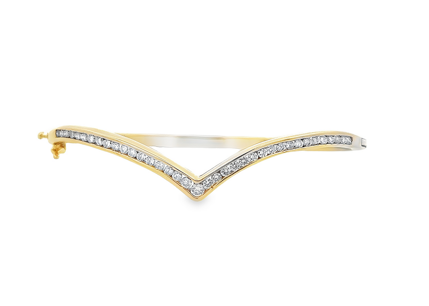 Vintage Diamond Set 9ct Gold Wishbone Bangle