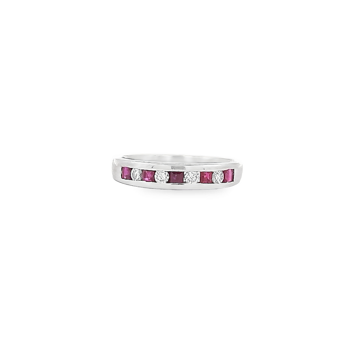 Vintage Diamond and Ruby Platinum Half Eternity Ring