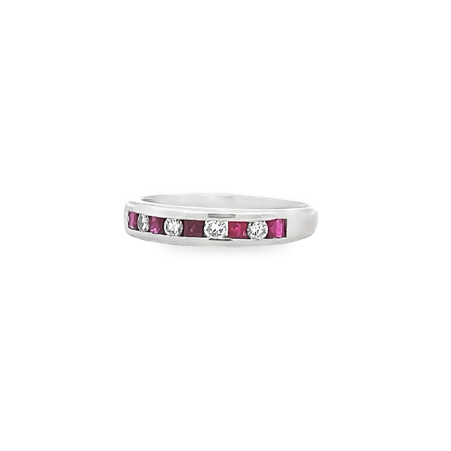 Vintage Diamond and Ruby Platinum Half Eternity Ring