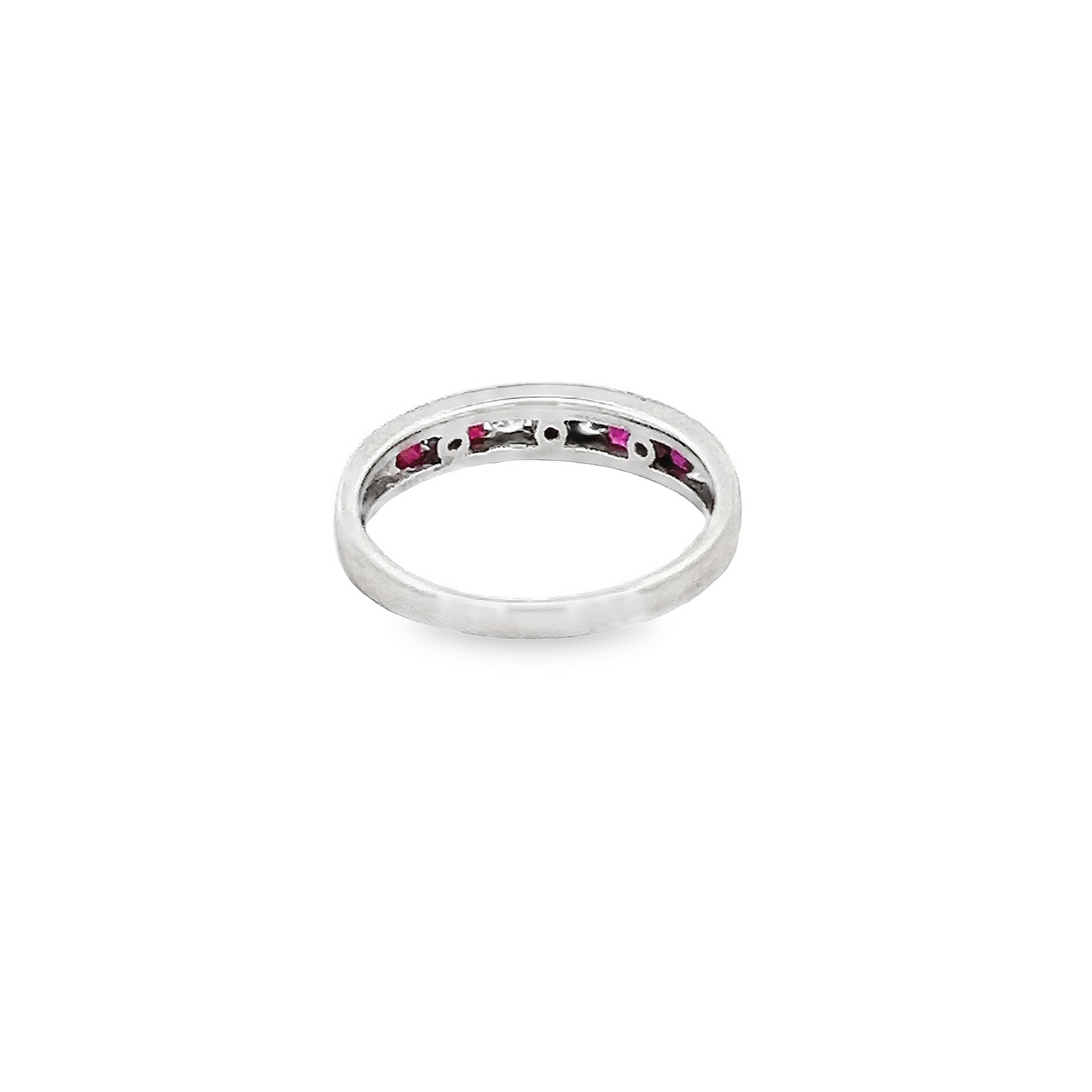 Vintage Diamond and Ruby Platinum Half Eternity Ring