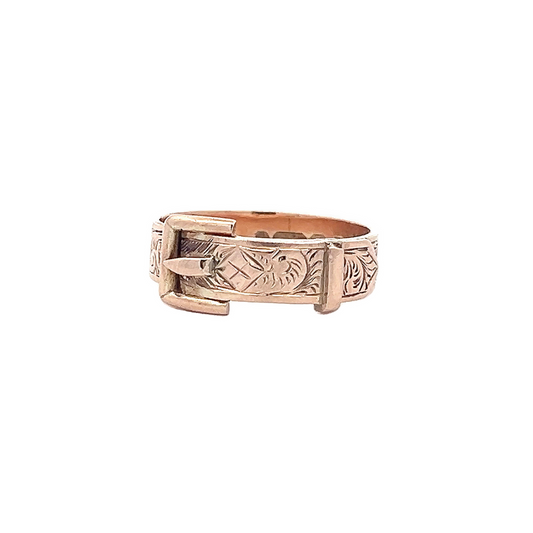Antique Edwardian 9ct Gold Buckle Ring