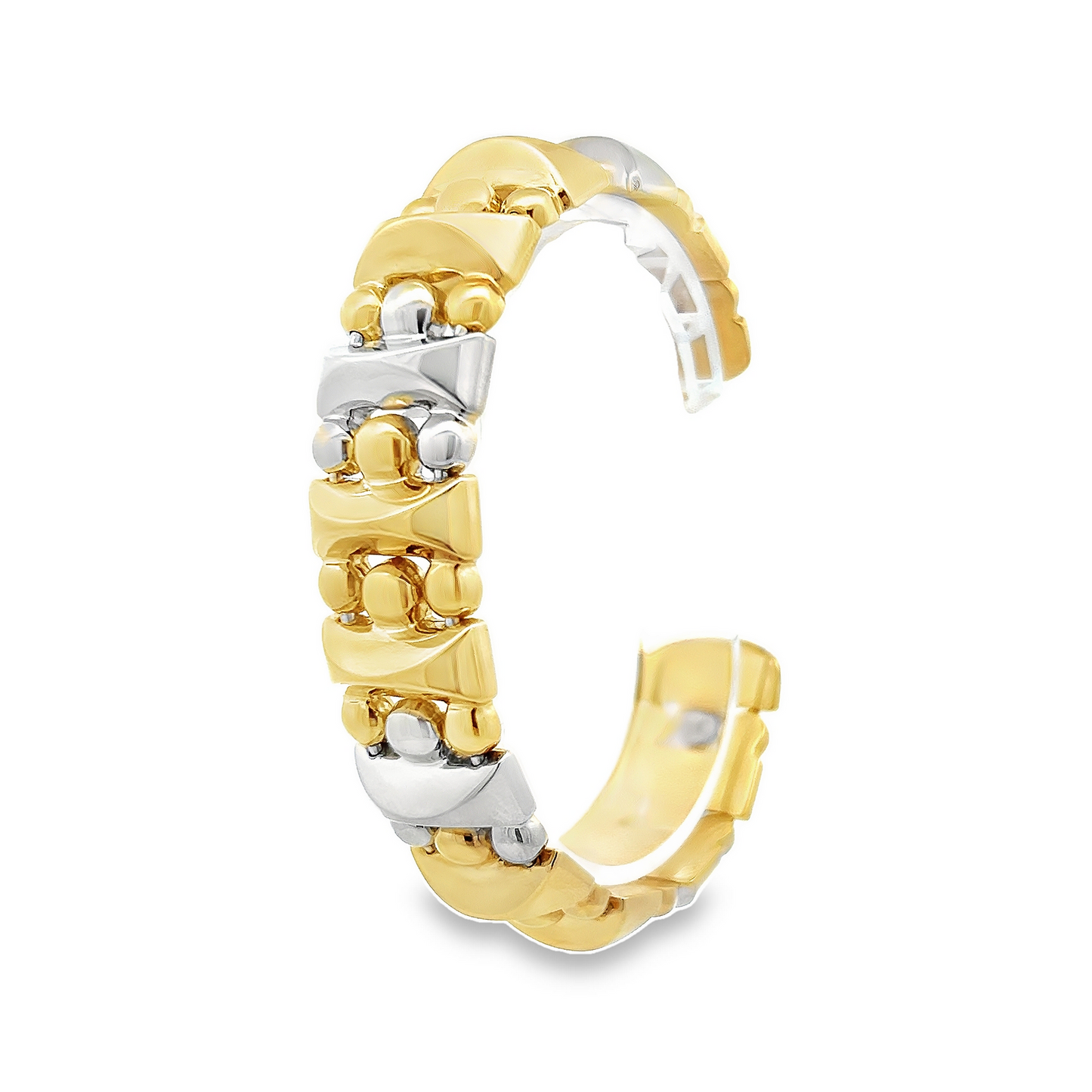 Vintage 18ct Gold Pyramid and Bead Design Cuff Bangle