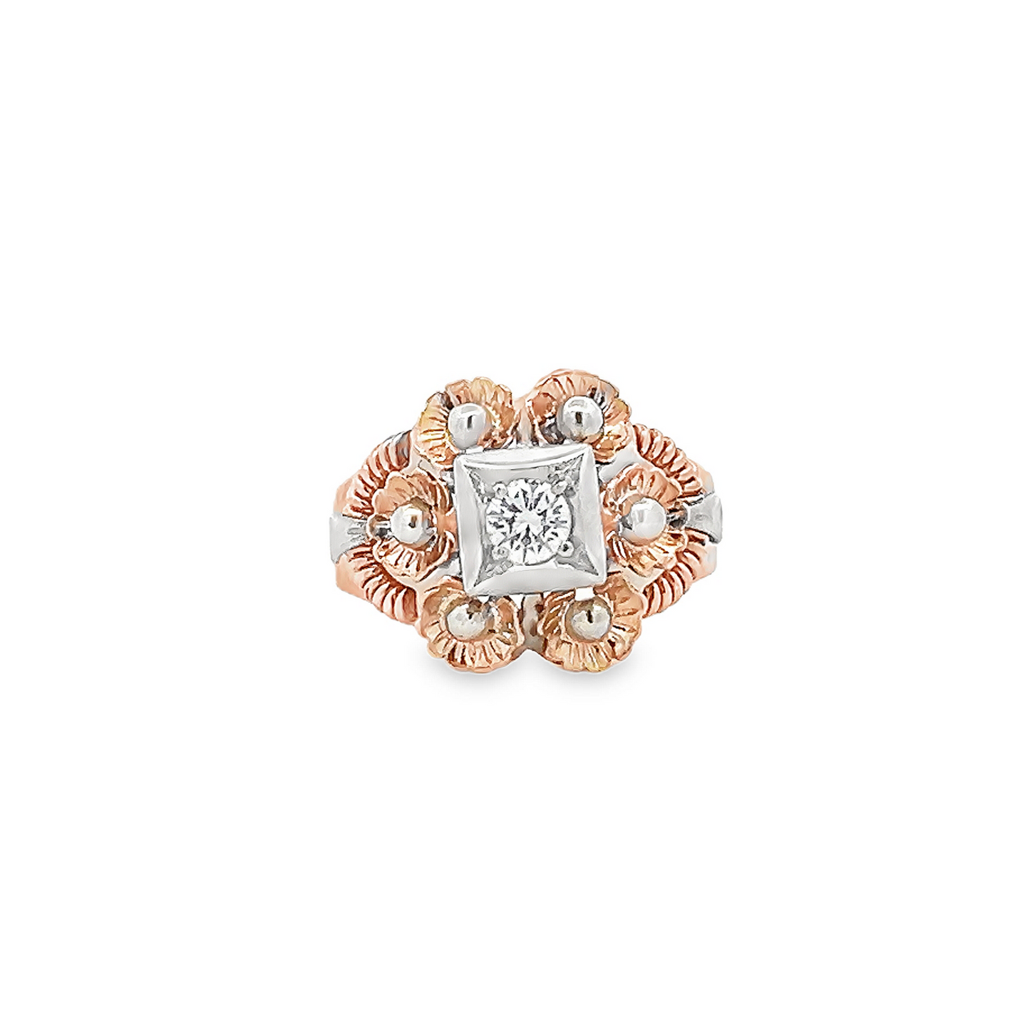 Vintage Mid-Century Diamond Set 18ct Gold Cocktail Ring