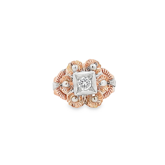 Vintage Mid-Century Diamond Set 18ct Gold Cocktail Ring