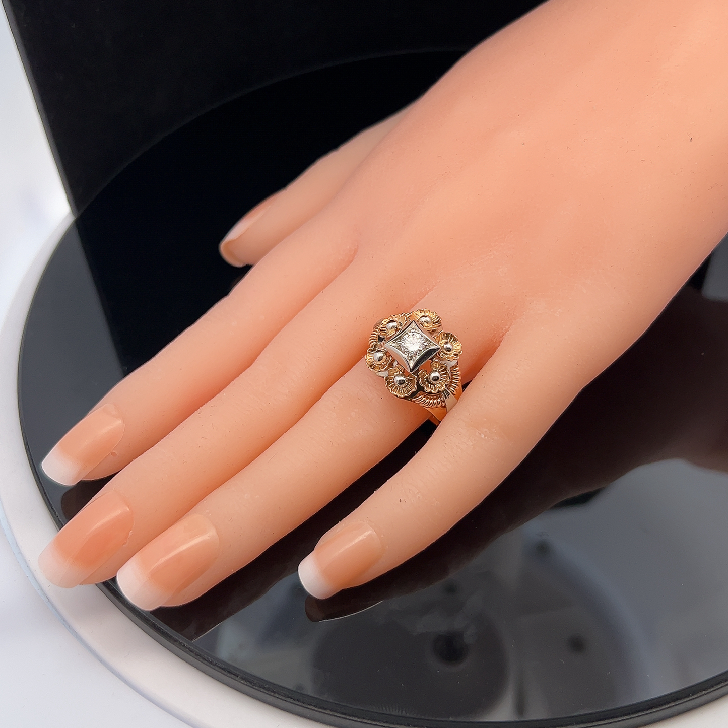 Vintage Mid-Century Diamond Set 18ct Gold Cocktail Ring