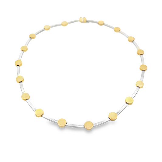 Vintage Modernist Two Tone 18ct Gold Collarette