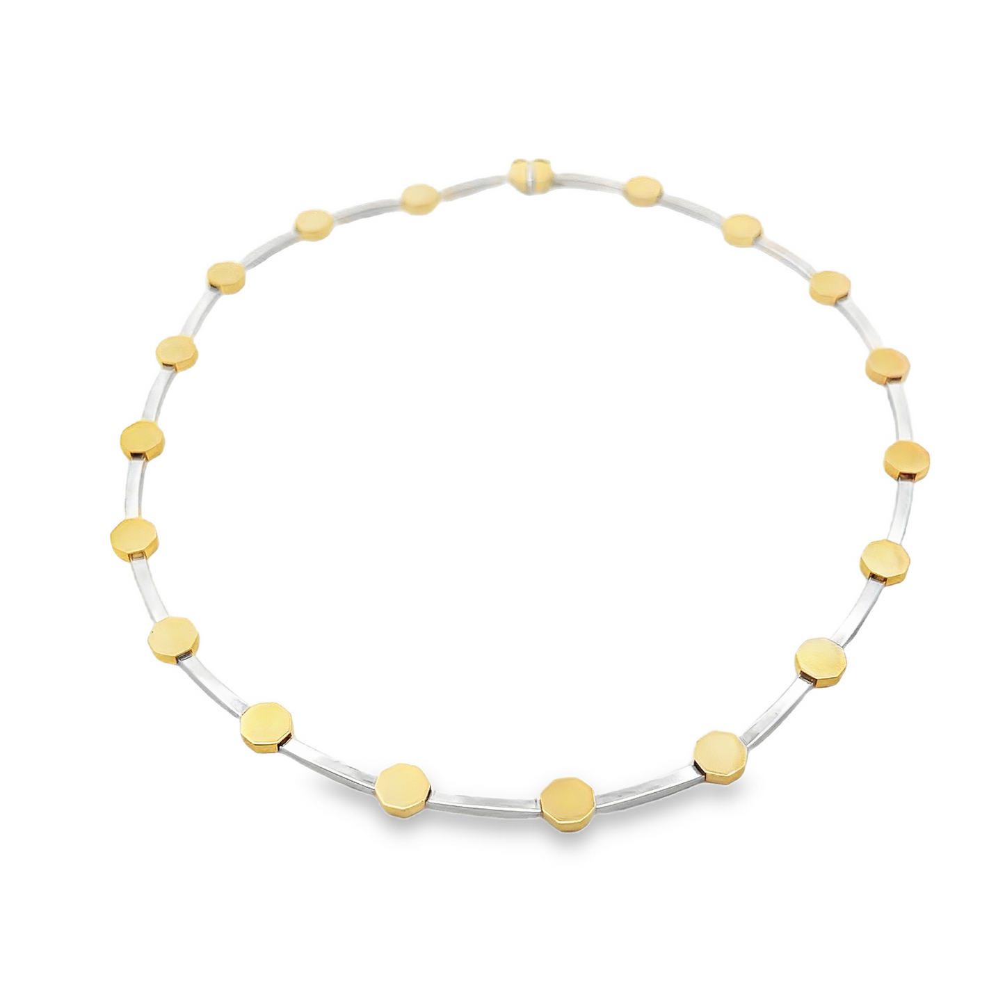 Vintage Modernist Two Tone 18ct Gold Collarette